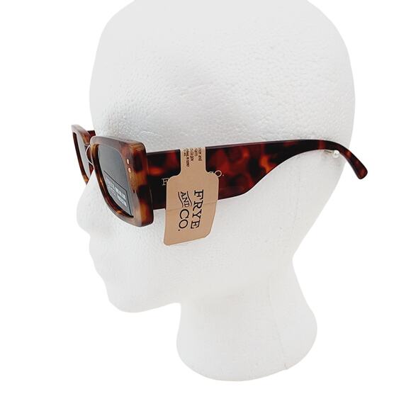 Frye Brown Tortoise Shell Print Brown Retro Rounded Rectangle Sunglasses 100% UV - Picture 6 of 8